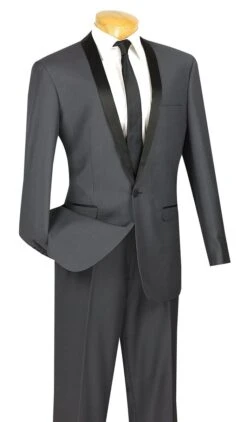 Vinci Men's 2 Piece Wool Feel Slim Fit Tuxedo - Shawl Collar 10 Vinci Men's 2 Piece Wool Feel Slim Fit Tuxedo - Shawl Collar -Stylish Men's Formal Wear t ss heather gray