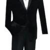 Vinci Men's 2 Piece Wool Feel Slim Fit Tuxedo - Velvet Jacket -Stylish Men's Formal Wear t sv black