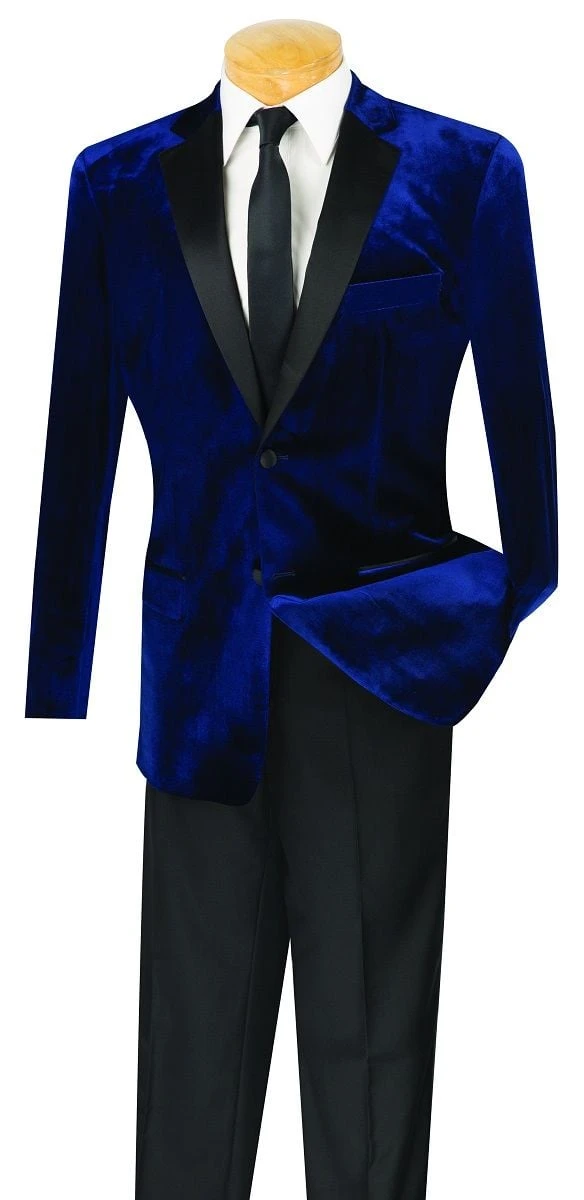 Vinci Men's 2 Piece Wool Feel Slim Fit Tuxedo - Velvet Jacket 5 Vinci Men's 2 Piece Wool Feel Slim Fit Tuxedo - Velvet Jacket - Image 3