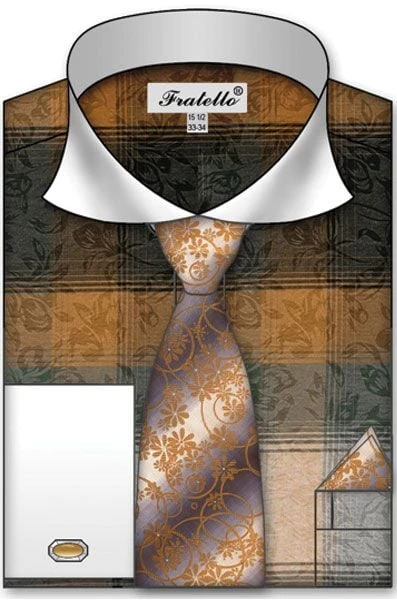 Fratello Men's French Cuff Dress Shirt Set - Contemporary Cotton 12 Fratello Men's French Cuff Dress Shirt Set - Contemporary Cotton - Image 10