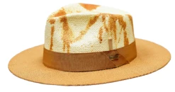 Bruno Capelo Men's Fedora Style Straw Hat - Paint Effect -Stylish Men's Formal Wear thelux ivorycognac