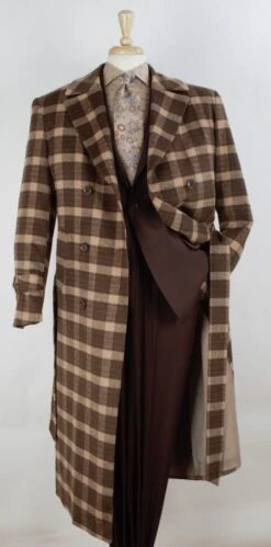 Veno Giovanni Men's 100% Wool Full Length Length Top Coat - Double Breasted