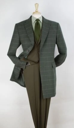 Veno Giovanni Men's 100% Wool 3/4 Length Length Top Coat - Single Breasted -Stylish Men's Formal Wear til73 1