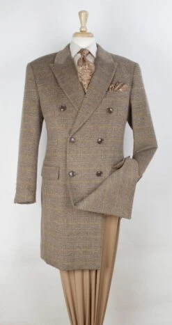 Veno Giovanni Men's 100% Wool 3/4 Length Length Top Coat - Bold Colors -Stylish Men's Formal Wear til82 1 1