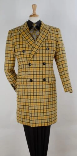 Veno Giovanni Men's 100% Wool 3/4 Length Length Top Coat - Bold Colors -Stylish Men's Formal Wear til83 1