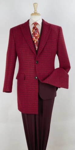 Veno Giovanni Men's 100% Wool 3/4 Length Length Top Coat - Bold Colors -Stylish Men's Formal Wear til85 1