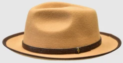 Bruno Capelo Men's Wool Hat - Crown Fedora -Stylish Men's Formal Wear toledo camel brown
