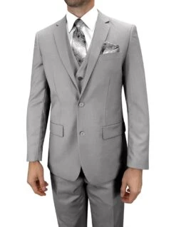 Statement Men's 100% Wool 3 Piece Suit - Bold Colors 12 Statement Men's 100% Wool 3 Piece Suit - Bold Colors -Stylish Men's Formal Wear ts 2v grey