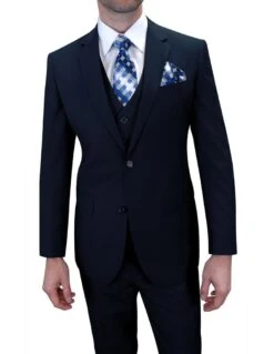 Royal Diamond Men's 3pc Poplin Suit - Business Fashion -Stylish Men's Formal Wear ts 2v navy 17