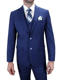 Statement Men's 100% Wool 3 Piece Suit - Bold Colors 14 Statement Men's 100% Wool 3 Piece Suit - Bold Colors -Stylish Men's Formal Wear ts 2v sapphire