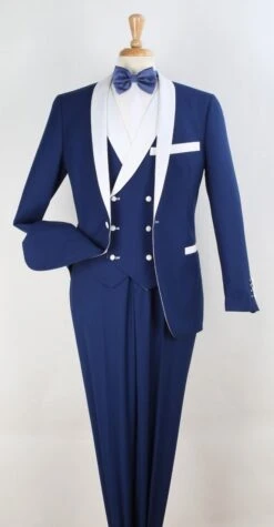 Apollo King Men's 3pc Fashion Tuxedo - White Accents