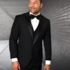 Statement Men's 3 Piece 100% Wool Tuxedo - Stylish Accents 1 Statement Men's 3 Piece 100% Wool Tuxedo - Stylish Accents -Stylish Men's Formal Wear tux pk black
