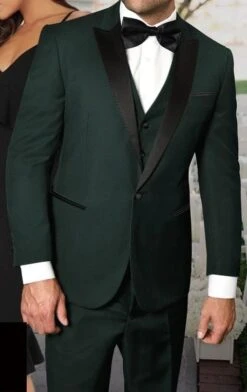 Statement Men's 3 Piece 100% Wool Tuxedo - Stylish Accents 13 Statement Men's 3 Piece 100% Wool Tuxedo - Stylish Accents -Stylish Men's Formal Wear tux pk hunter