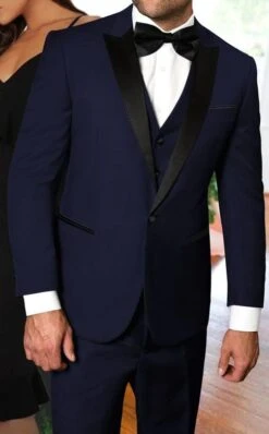 Statement Men's 3 Piece 100% Wool Tuxedo - Stylish Accents 16 Statement Men's 3 Piece 100% Wool Tuxedo - Stylish Accents -Stylish Men's Formal Wear tux pk navy 2