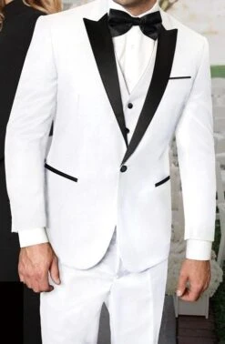 Statement Men's 3 Piece 100% Wool Tuxedo - Stylish Accents 15 Statement Men's 3 Piece 100% Wool Tuxedo - Stylish Accents -Stylish Men's Formal Wear tux pk white