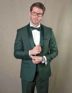 Statement Men's 3 Piece 100% Wool Tuxedo - Bold Colors -Stylish Men's Formal Wear tux sh hunter hunter 2