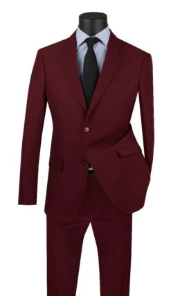 Vinci Men's 2 Piece Poplin Discount Suit - Big And Tall Sizes -Stylish Men's Formal Wear us 2pp burgundy 1 1 25 1
