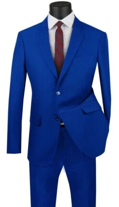 Vinci Men's 2 Piece Poplin Discount Suit - Clean Cut Look -Stylish Men's Formal Wear us 2pp royal web