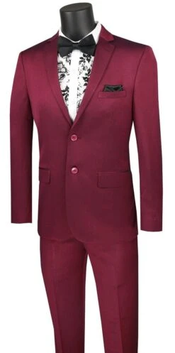 Vinci Men's 2 Piece Wool Feel Slim Fit Suit - Subtle Texture -Stylish Men's Formal Wear us2r 2 plum copy