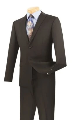Vinci Men's 2 Piece Wool Feel Slim Fit Suit - Refined Solid