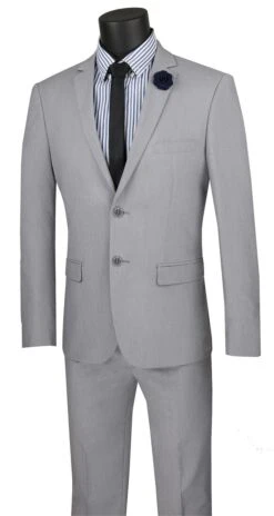 Vinci Men's 2 Piece Wool Feel Slim Fit Suit - Classic Business 11 Vinci Men's 2 Piece Wool Feel Slim Fit Suit - Classic Business -Stylish Men's Formal Wear usdx 1 gray copy