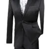 Vinci Men's Wool Feel 2 Piece Ultra Slim Fit Suit - Sleek Sharkskin -Stylish Men's Formal Wear ust 1 black
