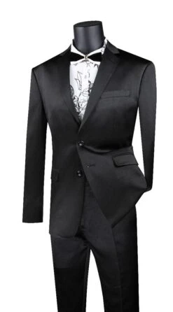 Vinci Men's Wool Feel 2 Piece Ultra Slim Fit Suit - Sleek Sharkskin