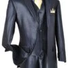 Vinci Men's 3 Piece Executive Suit - Ultra Soft Sharkskin -Stylish Men's Formal Wear v2rr 1 midnight blue 2