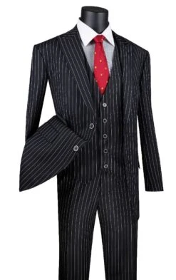 Vinci Men's 3 Piece Wool Feel Executive Suit - Vibrant Pinstripe 7 Vinci Men's 3 Piece Wool Feel Executive Suit - Vibrant Pinstripe -Stylish Men's Formal Wear v2rs 9 black