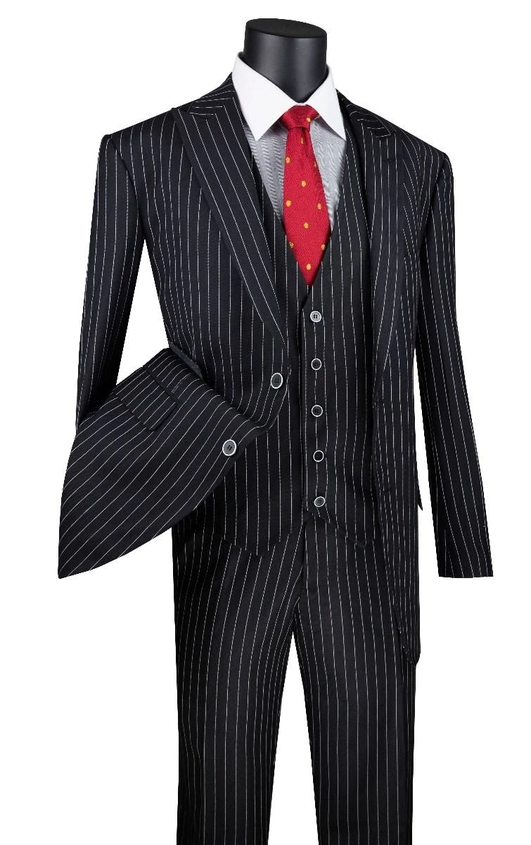 Vinci Men's 3 Piece Wool Feel Executive Suit - Vibrant Pinstripe 5 Vinci Men's 3 Piece Wool Feel Executive Suit - Vibrant Pinstripe - Image 3