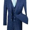 Vinci Men's 3 Piece Wool Feel Executive Suit - Vibrant Pinstripe -Stylish Men's Formal Wear v2rs 9 blue