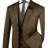 Vinci Men's 3 Piece Classic Suit - Double Breasted Vest -Stylish Men's Formal Wear v2rw 13 taupe