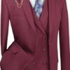 Vinci Men's 3 Piece Wool Feel Classic Suit - Double Breasted Vest -Stylish Men's Formal Wear v2rw13burg