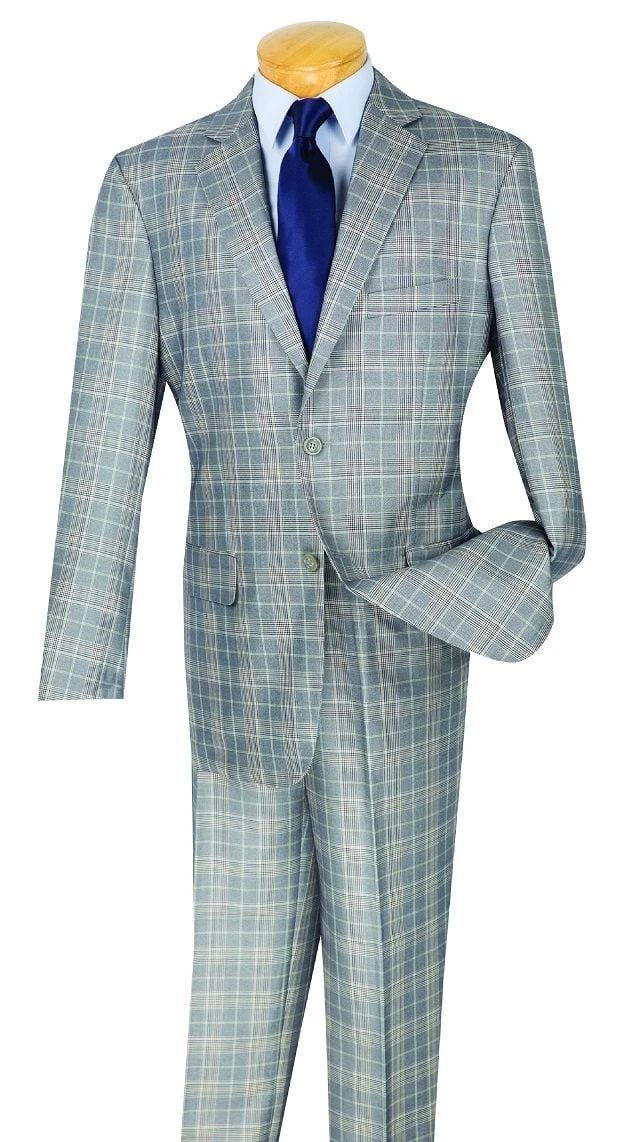 Vinci Men's 3 Piece Executive Suit - Classic Glen Plaid 4 Vinci Men's 3 Piece Executive Suit - Classic Glen Plaid - Image 2