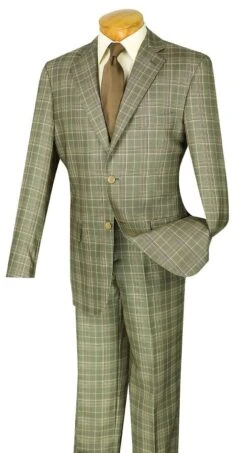 Vinci Men's 3 Piece Executive Suit - Classic Glen Plaid 9 Vinci Men's 3 Piece Executive Suit - Classic Glen Plaid -Stylish Men's Formal Wear v2rw 7 tan
