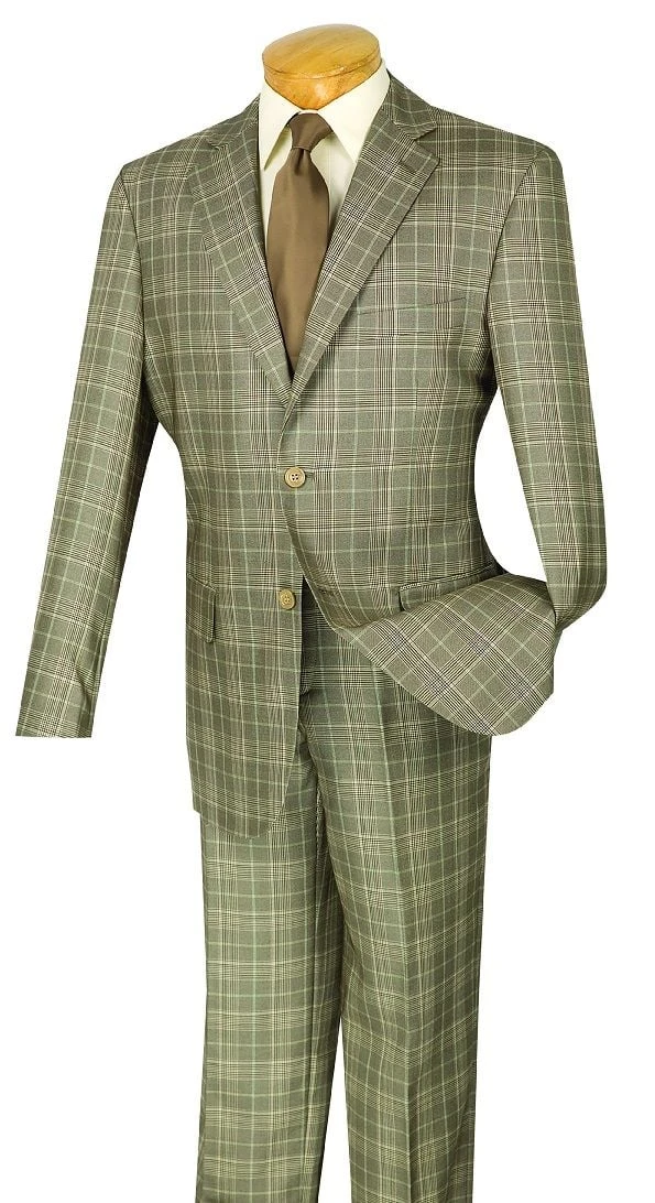 Vinci Men's 3 Piece Executive Suit - Classic Glen Plaid 5 Vinci Men's 3 Piece Executive Suit - Classic Glen Plaid - Image 3