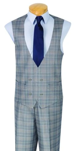 Vinci Men's 3 Piece Executive Suit - Classic Glen Plaid 10 Vinci Men's 3 Piece Executive Suit - Classic Glen Plaid -Stylish Men's Formal Wear v2rw 7 vest