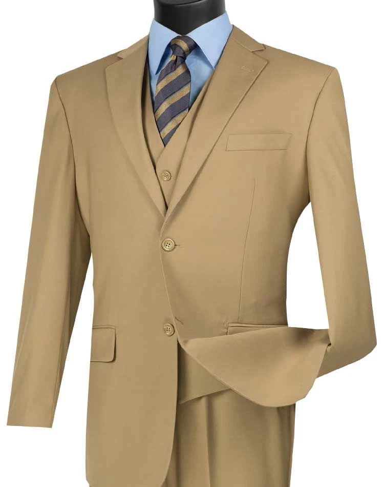 Vinci Men's 3 Piece Wool Feel Classic Suit - Big And Tall Sizes 5 Vinci Men's 3 Piece Wool Feel Classic Suit - Big And Tall Sizes - Image 3