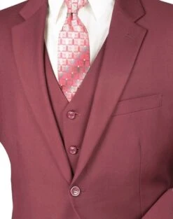 Vinci Men's 3 Piece Wool Feel Classic Suit - Big And Tall Sizes 14 Vinci Men's 3 Piece Wool Feel Classic Suit - Big And Tall Sizes -Stylish Men's Formal Wear v2tr maroon 1