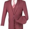 Vinci Men's 3 Piece Wool Feel Executive Suit - Flat Front Pants 1 Vinci Men's 3 Piece Wool Feel Executive Suit - Flat Front Pants -Stylish Men's Formal Wear v2tr maroon 2
