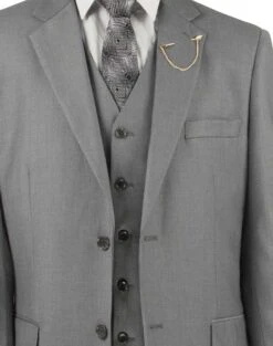 Vinci Men's 3 Piece Wool Feel Classic Suit - Extra Long Sizes -Stylish Men's Formal Wear v2tr medium gray 1 9