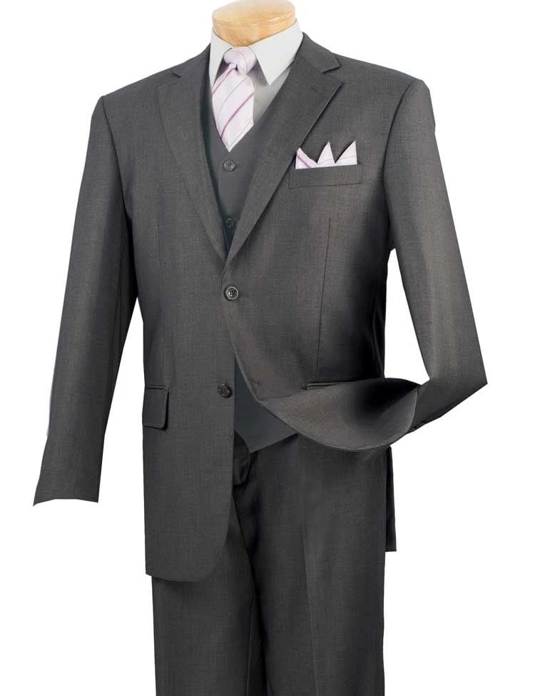 Vinci Men's 3 Piece Wool Feel Classic Suit - Big And Tall Sizes 7 Vinci Men's 3 Piece Wool Feel Classic Suit - Big And Tall Sizes - Image 5