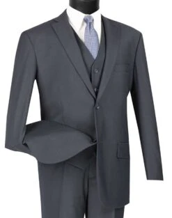 Vinci Men's 3 Piece Wool Feel Classic Suit - Extra Long Sizes -Stylish Men's Formal Wear v2tr navy 2 9