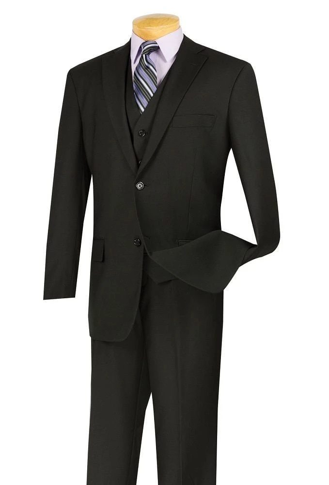 Vinci Men's 3 Piece Wool Feel Outlet Suit - Flat Front Pants 7 Vinci Men's 3 Piece Wool Feel Outlet Suit - Flat Front Pants - Image 5