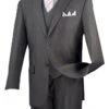 Vinci Men's 3 Piece Wool Feel Classic Suit - Flat Front Pants -Stylish Men's Formal Wear v2tr heather gray