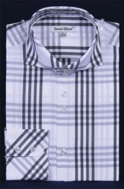 Daniel Ellissa Men's Fashion Dress Shirt - Checker Pattern -Stylish Men's Formal Wear white 1 1