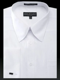 Daniel Ellissa Men's French Cuff Dress Shirt - Pat Riley Collar -Stylish Men's Formal Wear white 2