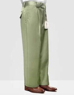 Statement Men's 100% Wool Pant - Pleated Wide Leg -Stylish Men's Formal Wear wp 100 applegreen