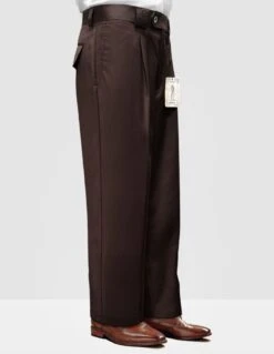 Zacchi Men's Wide Leg Pants - Classic Pleated Style -Stylish Men's Formal Wear wp 100 brown 18