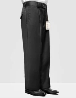 Statement Men's 100% Wool Pant - Pleated Wide Leg -Stylish Men's Formal Wear wp 100 charcoal